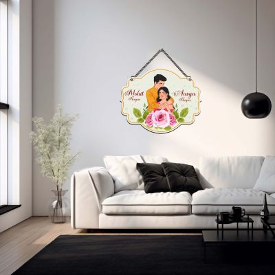 Customized Couple Wall Hanging with Names | Romantic Wall Art For Bedroom Decor | Wedding, Anniversary, or Valentine's Day Gift for Husband, Wife | Couple Door Name Plate